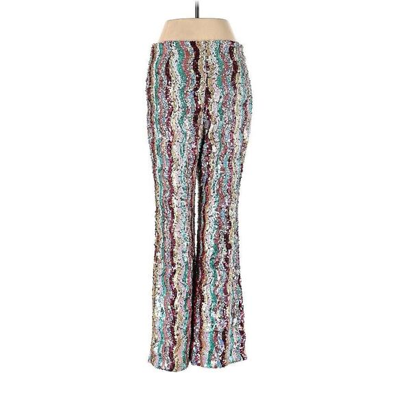 NEW FREE PEOPLE Dance Again Sequin Rainbow High waist Pants Eras 6 - Picture 4 of 4